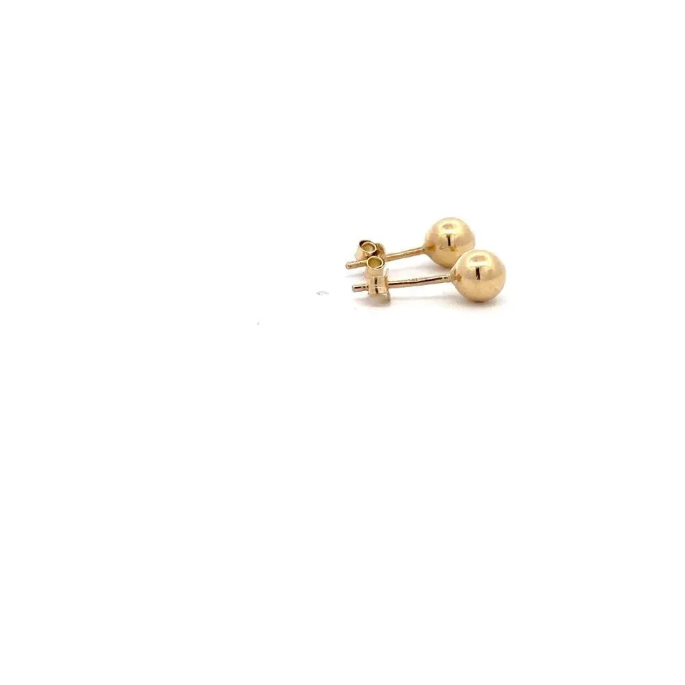 18K Gold Stud Earrings Ball - Picture 8 of 11
